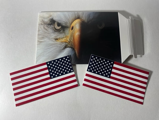 2 1/4" X 4 1/4" American Flag Stickers Pair