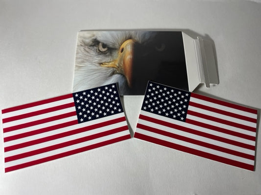 3" x 5 3/4" American Flag Sticker pair